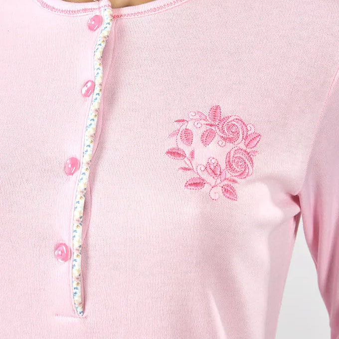 Pijama Manga Comprida Bordado