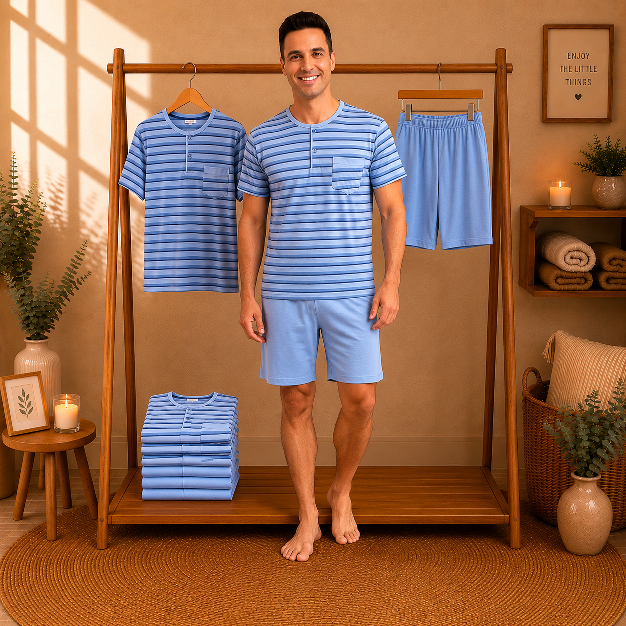 Pijama Estampado Manga Curta – Homem
