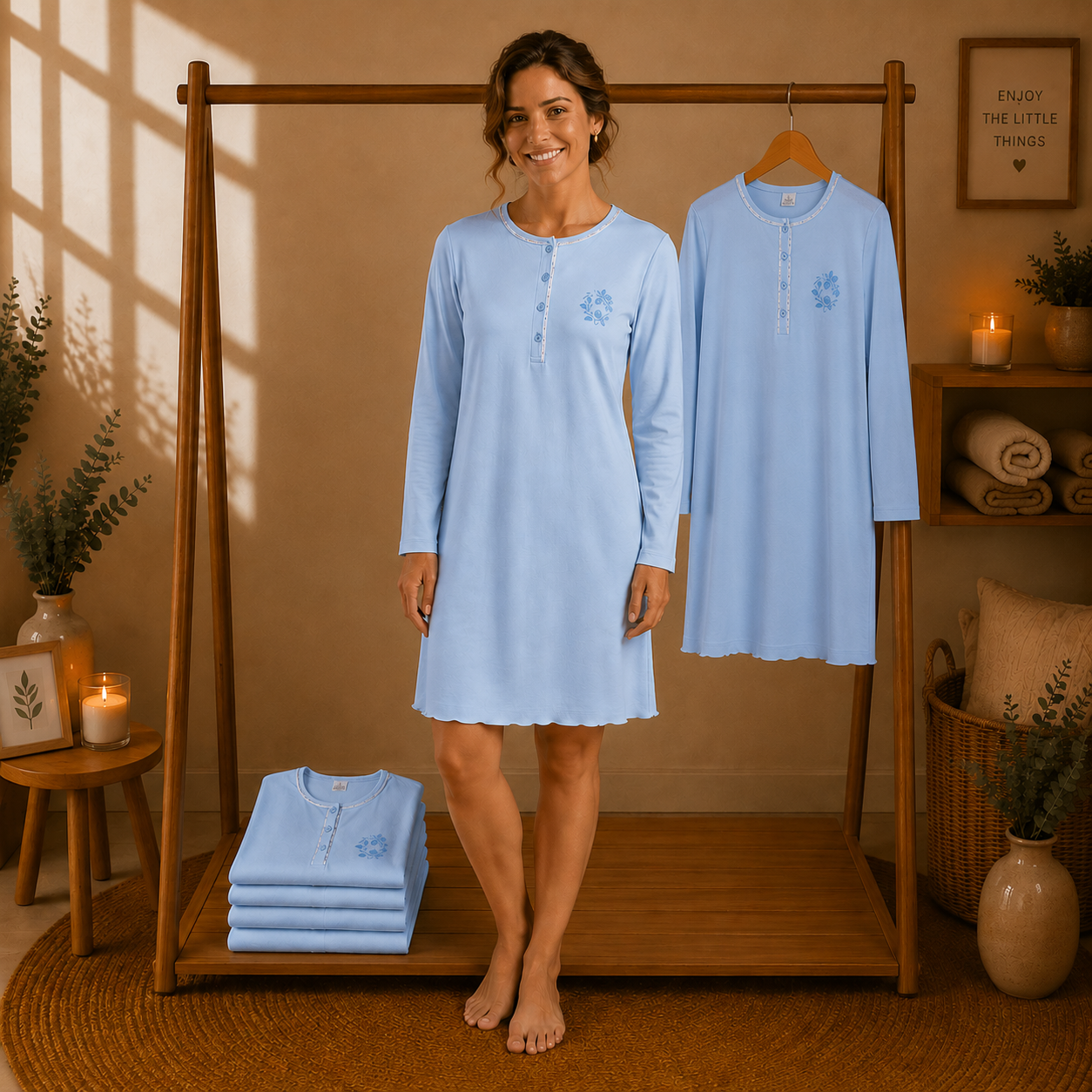 Pijama Manga Comprida Bordado