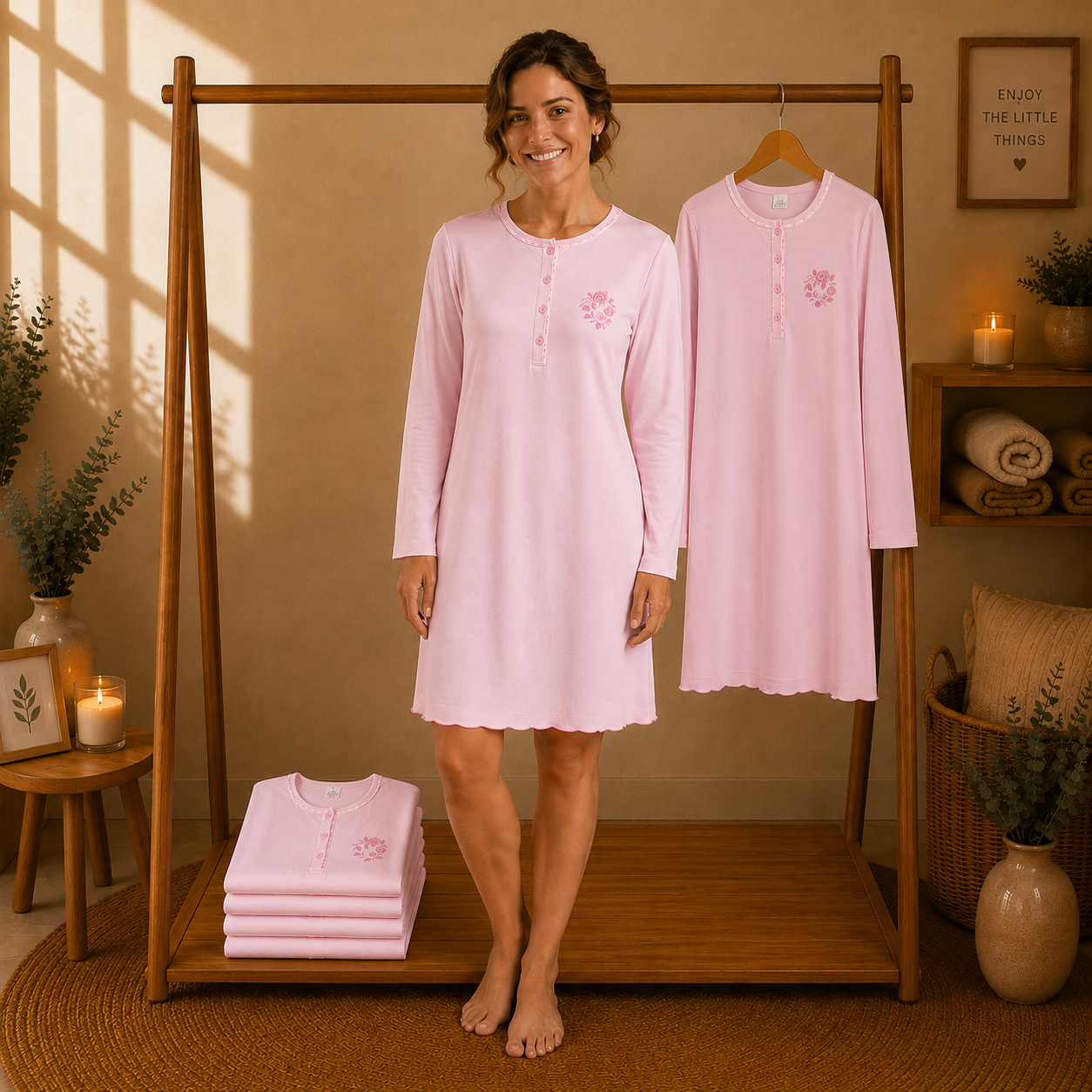 Pijama Manga Comprida Bordado