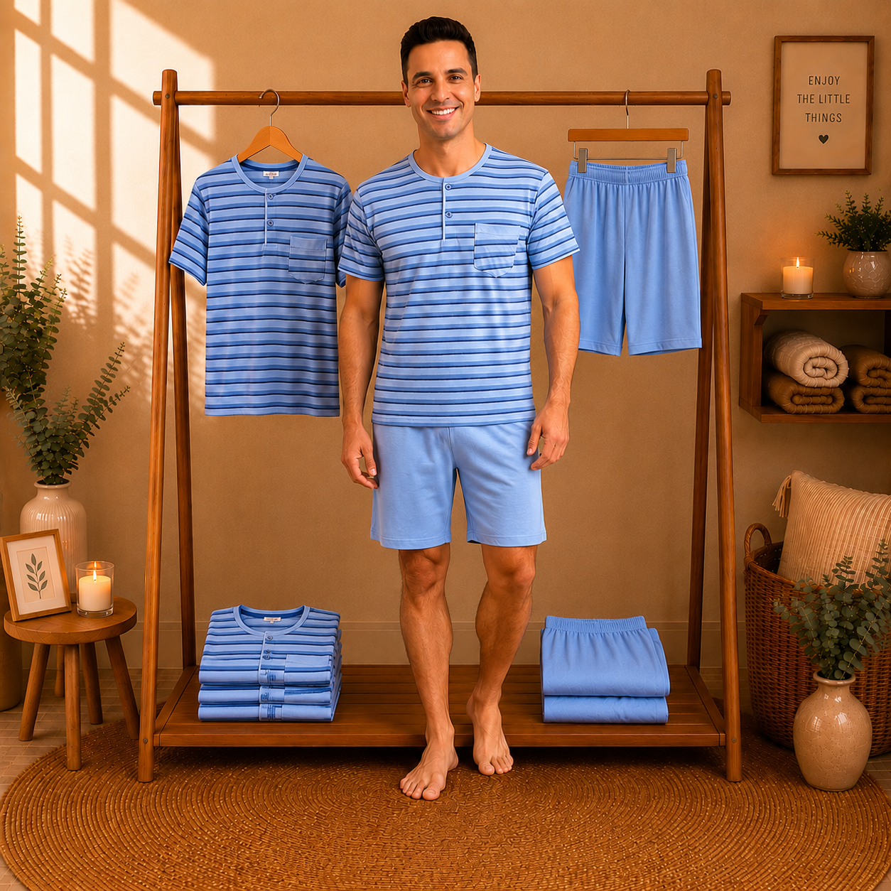 Pijama Estampado Manga Curta – Homem