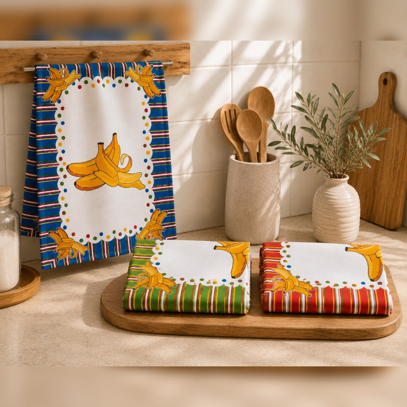 Panos de Cozinha Algodão (Pack 3) - Bananas