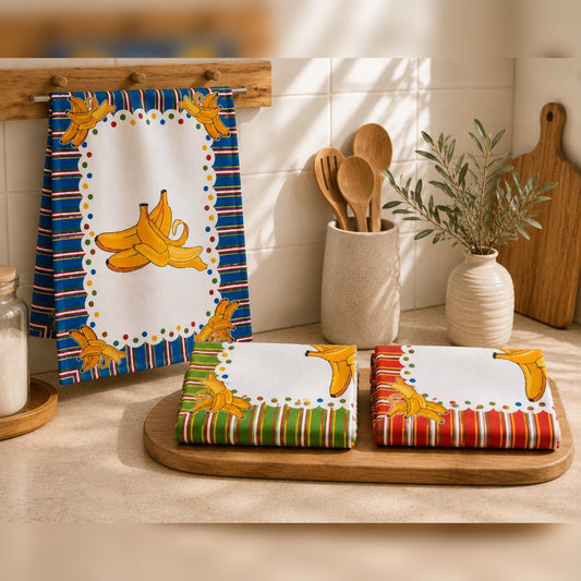 Panos de Cozinha Algodão (Pack 3) - Bananas